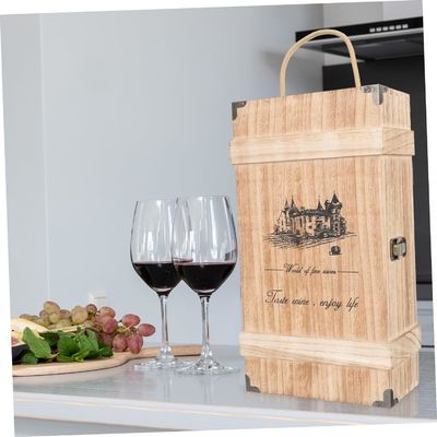 Boîte à vin en bois de pin faite à la main avec couvercle pour conteneurs vides décoratifs de taille personnalisée