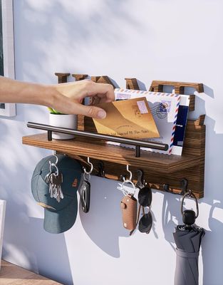 Double rangée en bois de courrier et porte-clés pour l'organisateur d'entrée décoratif mural