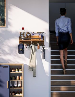 Double rangée en bois de courrier et porte-clés pour l'organisateur d'entrée décoratif mural