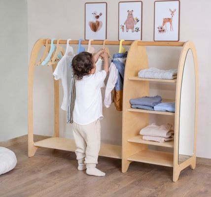 Accueil Meubles Montessori Enfants Garde-robe avec miroir et grande quantité