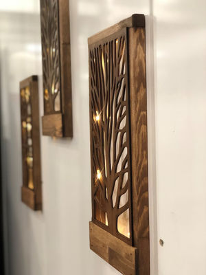 Décoration murale LED en bois faite à la main pour la chambre à coucher