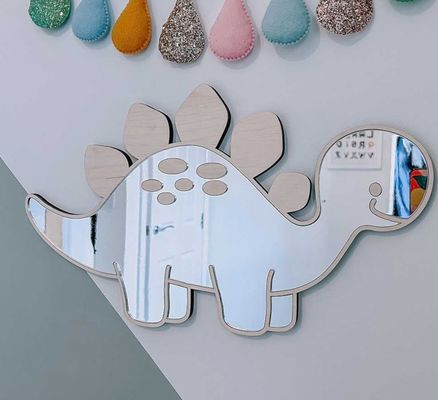 Logo personnalisé en bois en forme de dinosaure cadre miroir avec cadre en bois et en bois