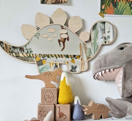 Logo personnalisé en bois en forme de dinosaure cadre miroir avec cadre en bois et en bois