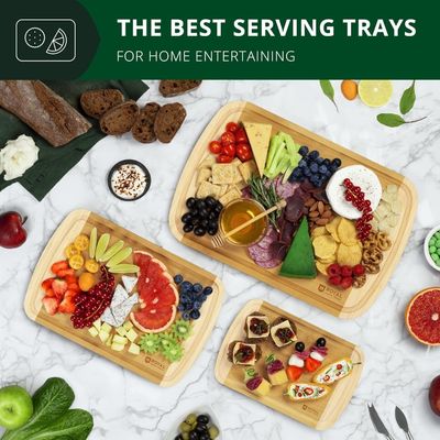 Tableau de coupe en bois de bambou rectangulaire avec accessoires de cuisine inclus