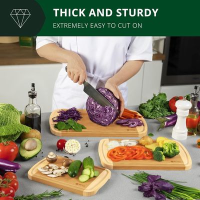 Tableau de coupe en bois de bambou rectangulaire avec accessoires de cuisine inclus