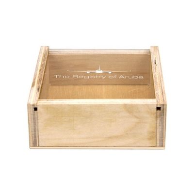 Boîte de rangement en bois acceptée avec couvercle coulissant 10x10x3.8cm