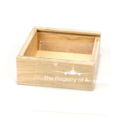 Boîte de rangement en bois acceptée avec couvercle coulissant 10x10x3.8cm