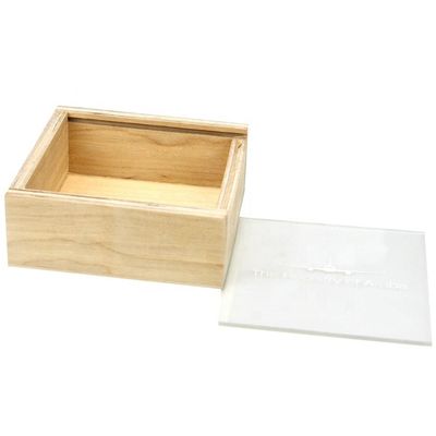 Boîte de rangement en bois acceptée avec couvercle coulissant 10x10x3.8cm
