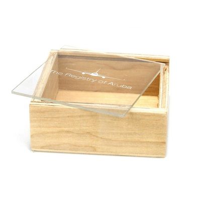 Boîte de rangement en bois acceptée avec couvercle coulissant 10x10x3.8cm