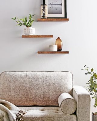 Étagères flottantes en bois naturel pour affichage murale