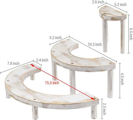 Ensemble de 3 pièces en bois en relief et en blanc pour le support de gâteaux semi-circulaires et le monte-montage