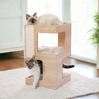 Forme personnalisée chat grimpeur grattoir arbre jouet cadeaux en bois moderne pour la maison de chat