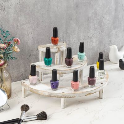 Ensemble de 3 pièces en bois en relief et en blanc pour le support de gâteaux semi-circulaires et le monte-montage