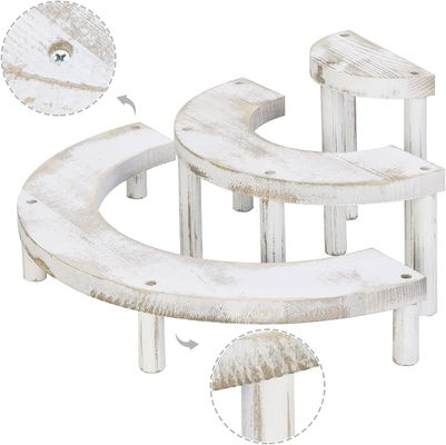 Ensemble de 3 pièces en bois en relief et en blanc pour le support de gâteaux semi-circulaires et le monte-montage