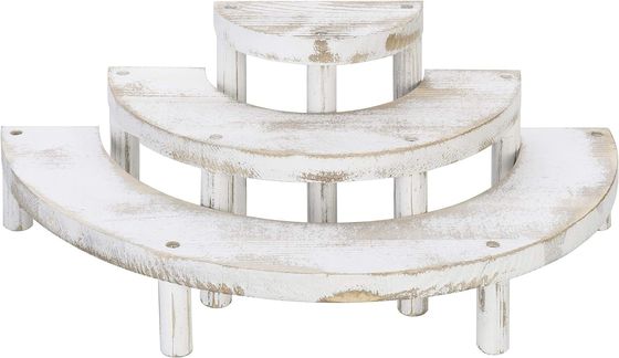 Ensemble de 3 pièces en bois en relief et en blanc pour le support de gâteaux semi-circulaires et le monte-montage