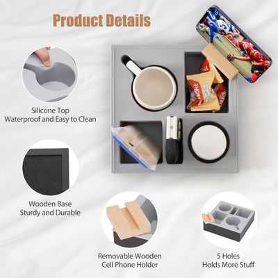 Couch en silicone en bois Caddy organisateur pour canapé imperméable voiture acceptant la commande personnalisée