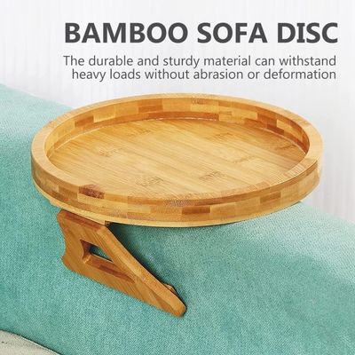 Canapé en bambou naturel personnalisé Table de côté Armrest pliable Clip-On Couch Tray pour OEM ODM
