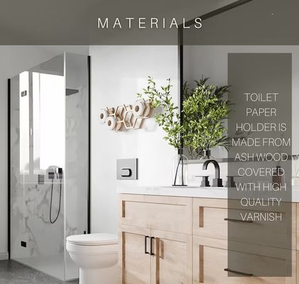 Étagère de rangement de tissus en bois pour toilettes avec monture murale dans le design de nid de miel