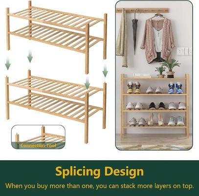 Un porte-chaussures en bambou multifonctionnel à trois couches