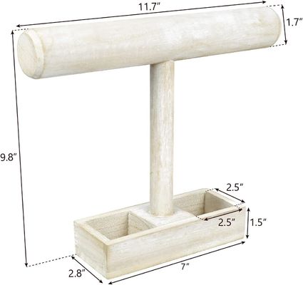 Salle de séjour Dépositif de bijoux sur mesure en bois T-Bar avec plateau de rangement à 2 compartiments