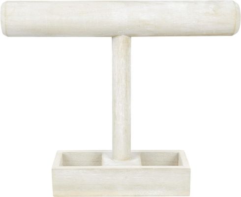 Salle de séjour Dépositif de bijoux sur mesure en bois T-Bar avec plateau de rangement à 2 compartiments