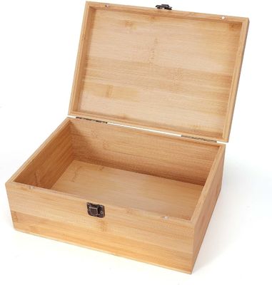 Boîte de rangement en bois de bambou naturel de 1 x 7,9 x 4,5 pouces avec couvercle à charnière