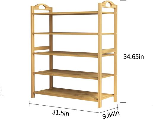 Étagère de chaussures en bambou naturel en bois à 5 niveaux Étagère de rangement empilable pour OEM multifonction