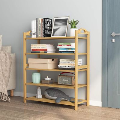 Étagère de chaussures en bambou naturel en bois à 5 niveaux Étagère de rangement empilable pour OEM multifonction