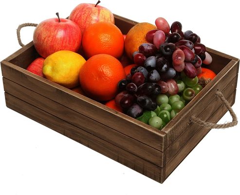 Boîte-cadeau en bois brun rustique écologique avec poignées de corde pour acheteurs respectueux de l'environnement