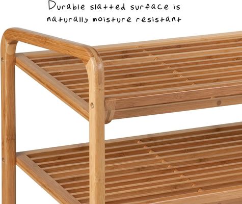 Trois niveaux de support de chaussures en bambou pour le salon