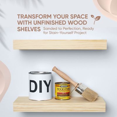 Ensemble de 2 étagères flottantes en bois de ferme rustique 16 x 6,5 x 1,75 pouces Design moderne