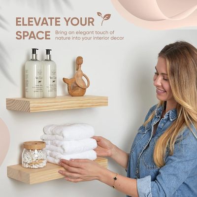 Ensemble de 2 étagères flottantes en bois de ferme rustique 16 x 6,5 x 1,75 pouces Design moderne