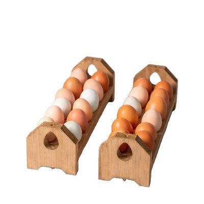 Plateau en carton d'œufs en bois en bambou fait à la main ou porte-œufs en bois sur mesure pour la cuisine de ferme