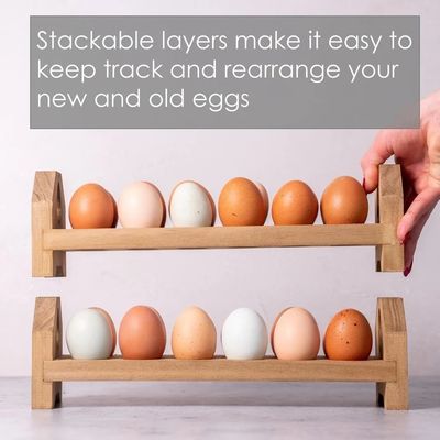 Plateau en carton d'œufs en bois en bambou fait à la main ou porte-œufs en bois sur mesure pour la cuisine de ferme