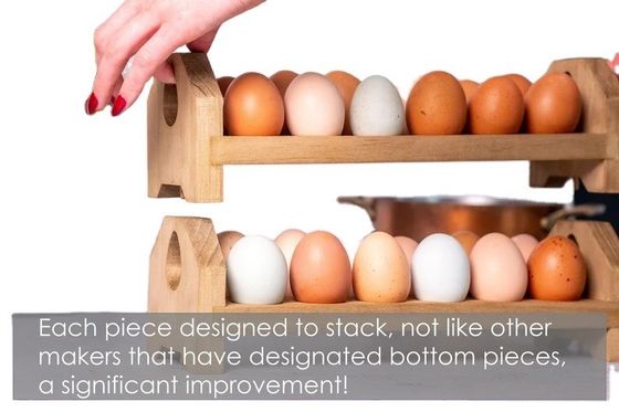 Plateau en carton d'œufs en bois en bambou fait à la main ou porte-œufs en bois sur mesure pour la cuisine de ferme