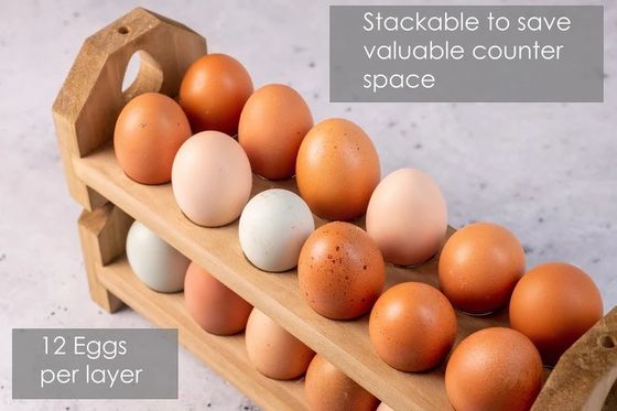 Plateau en carton d'œufs en bois en bambou fait à la main ou porte-œufs en bois sur mesure pour la cuisine de ferme