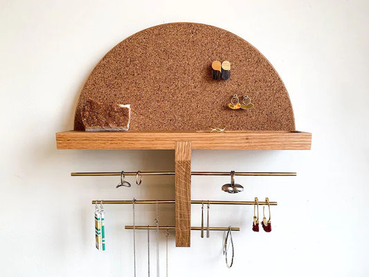 Mini boîte en bois montée murale porte- bijoux et organisateur pour la couleur de bois de bouleau inachevé
