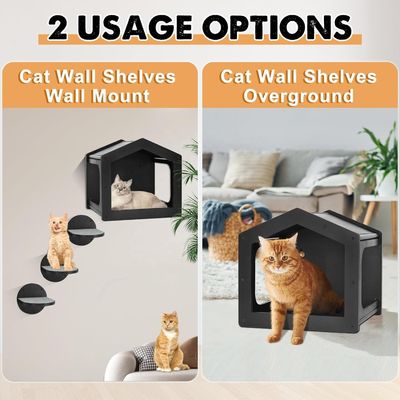 Étagère d'escalade pour chats montée sur le mur en grande quantité avec 3 grands escaliers et tapis à gratter