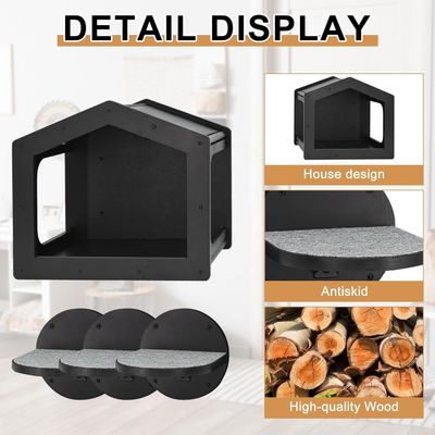 Étagère d'escalade pour chats montée sur le mur en grande quantité avec 3 grands escaliers et tapis à gratter