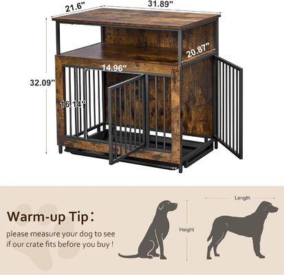 Cage à chiens en bois 202406 à portes doubles, grande cage à chiens avec plateau antidérapant