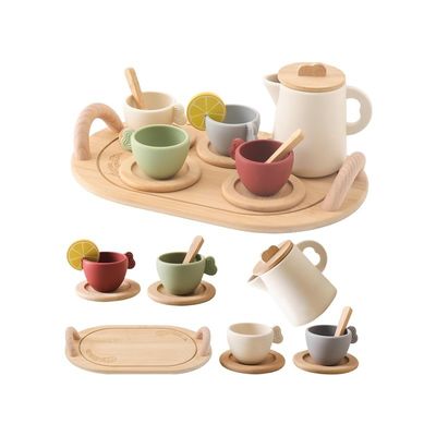 Conception personnalisée Ensemble de thé en bois pour les enfants Couvercles de tasse et plateaux de service