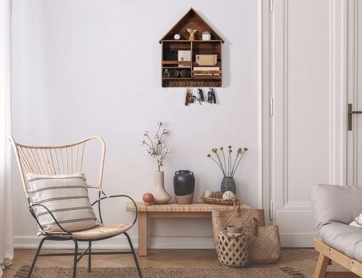 Facile à installer porte-clés en bois décoratif avec 5 crochets doubles Logo personnalisé