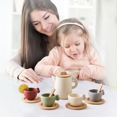 Conception personnalisée Ensemble de thé en bois pour les enfants Couvercles de tasse et plateaux de service