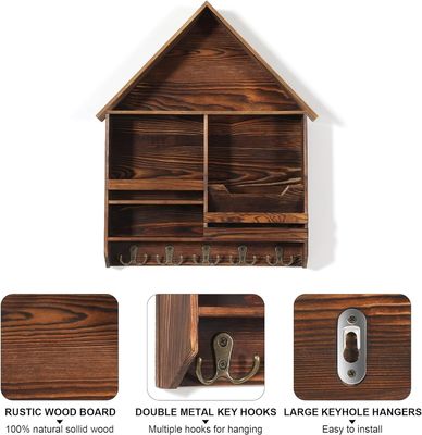 Facile à installer porte-clés en bois décoratif avec 5 crochets doubles Logo personnalisé