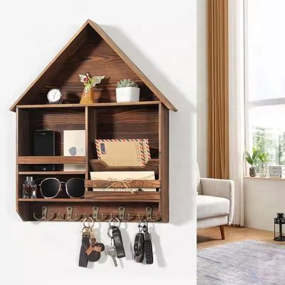 Facile à installer porte-clés en bois décoratif avec 5 crochets doubles Logo personnalisé