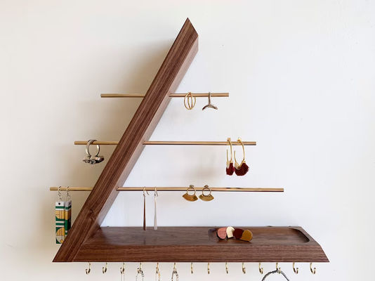 Logo personnalisé Acceptable inachevé bois de bouleau Couleur suspendue Noix Organisation de bijoux