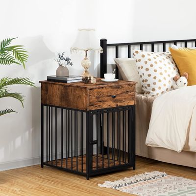 Cage pour animaux de compagnie intérieur Fin de table Caneau de chien décoratif avec tiroir et forme personnalisée en blanc