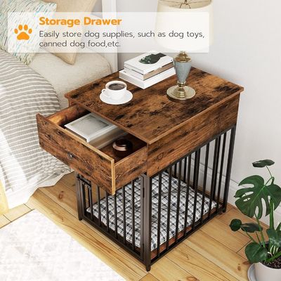 Cage pour animaux de compagnie intérieur Fin de table Caneau de chien décoratif avec tiroir et forme personnalisée en blanc