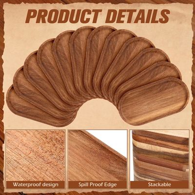 Plateau de bois ovale de 10 pouces avec revêtement à l' huile végétale et couleur de bois naturel