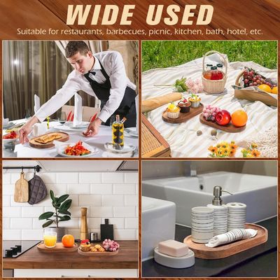 Plateau de bois ovale de 10 pouces avec revêtement à l' huile végétale et couleur de bois naturel